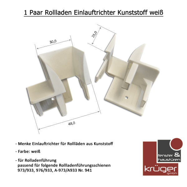Menke Einlauftrichter 941 für Rollladenführung in Weiß