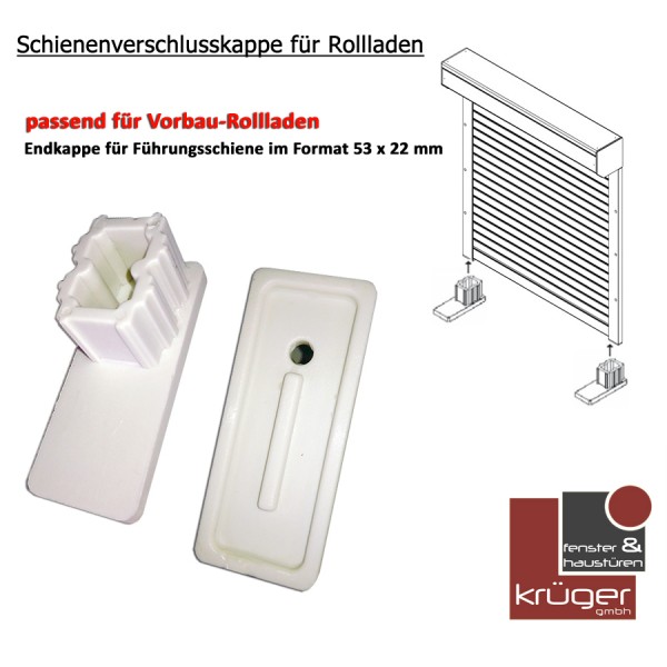 Verschlusskappen Endstücke für Rollladen Führungsschiene in Weiß - 2er Set